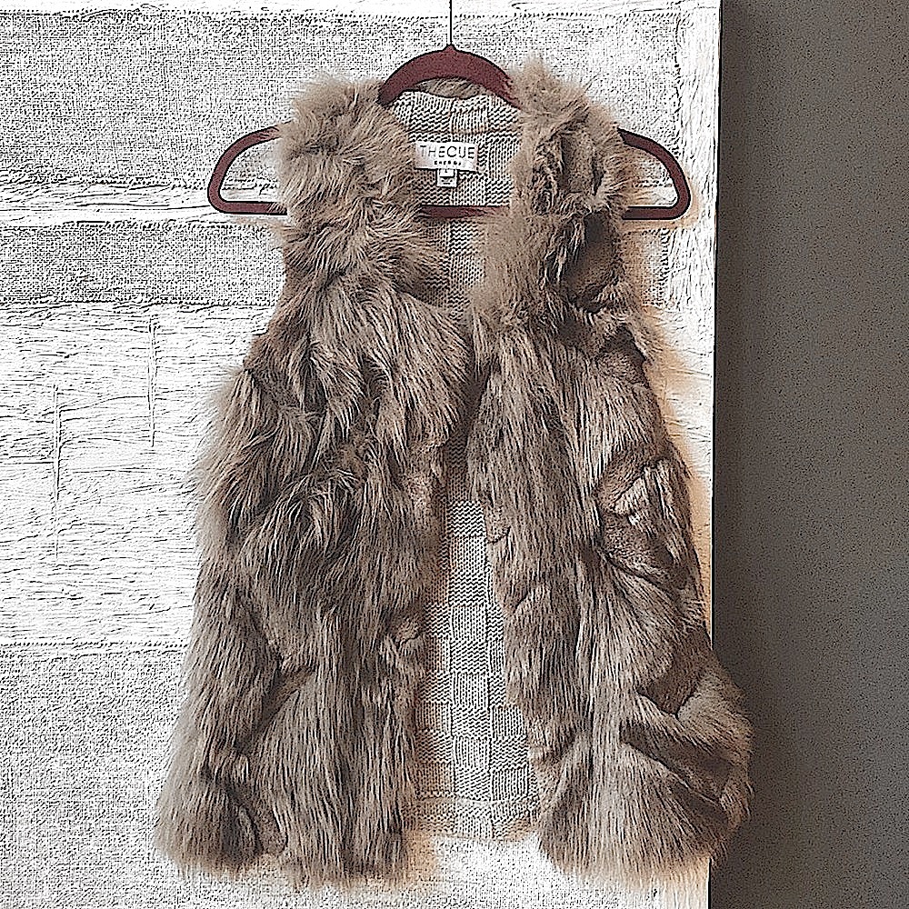 The Cue Rabbit Fur Knit Vest